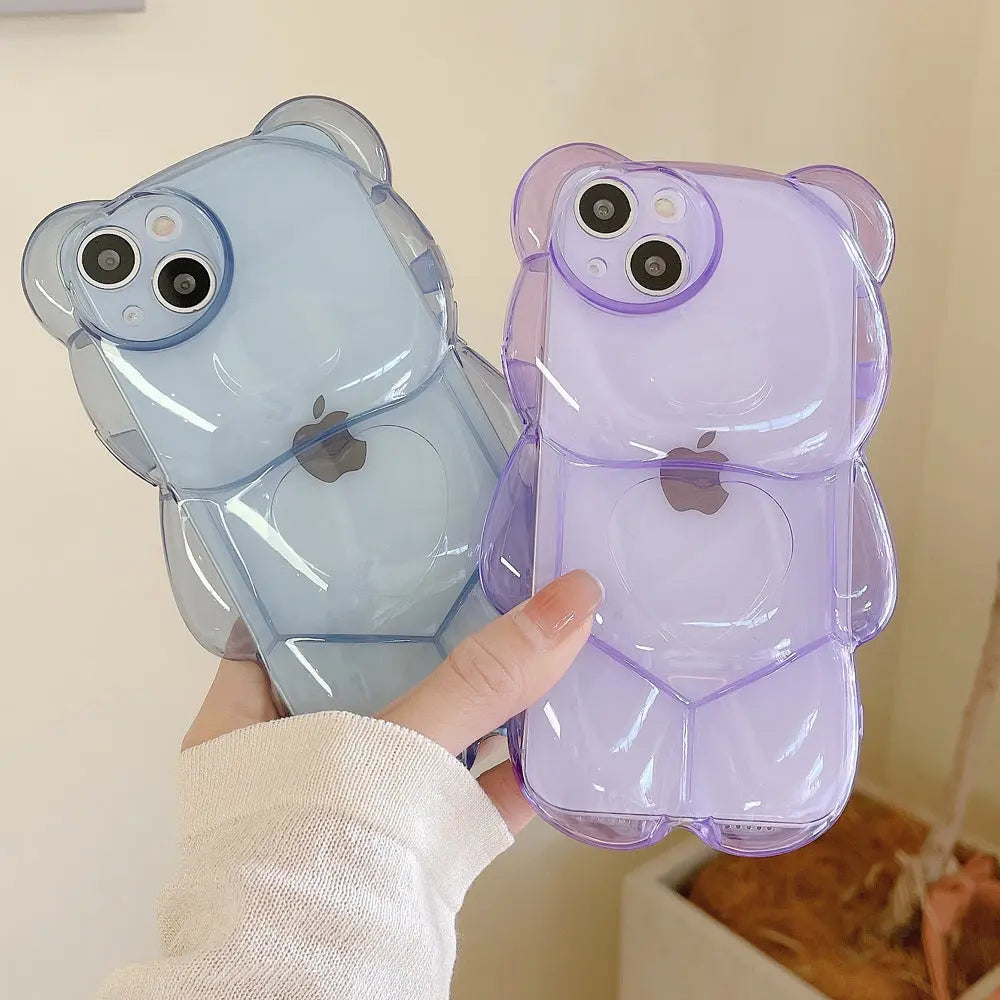 Teddy Bear Clear Phone Case For iPhones - caseimpec